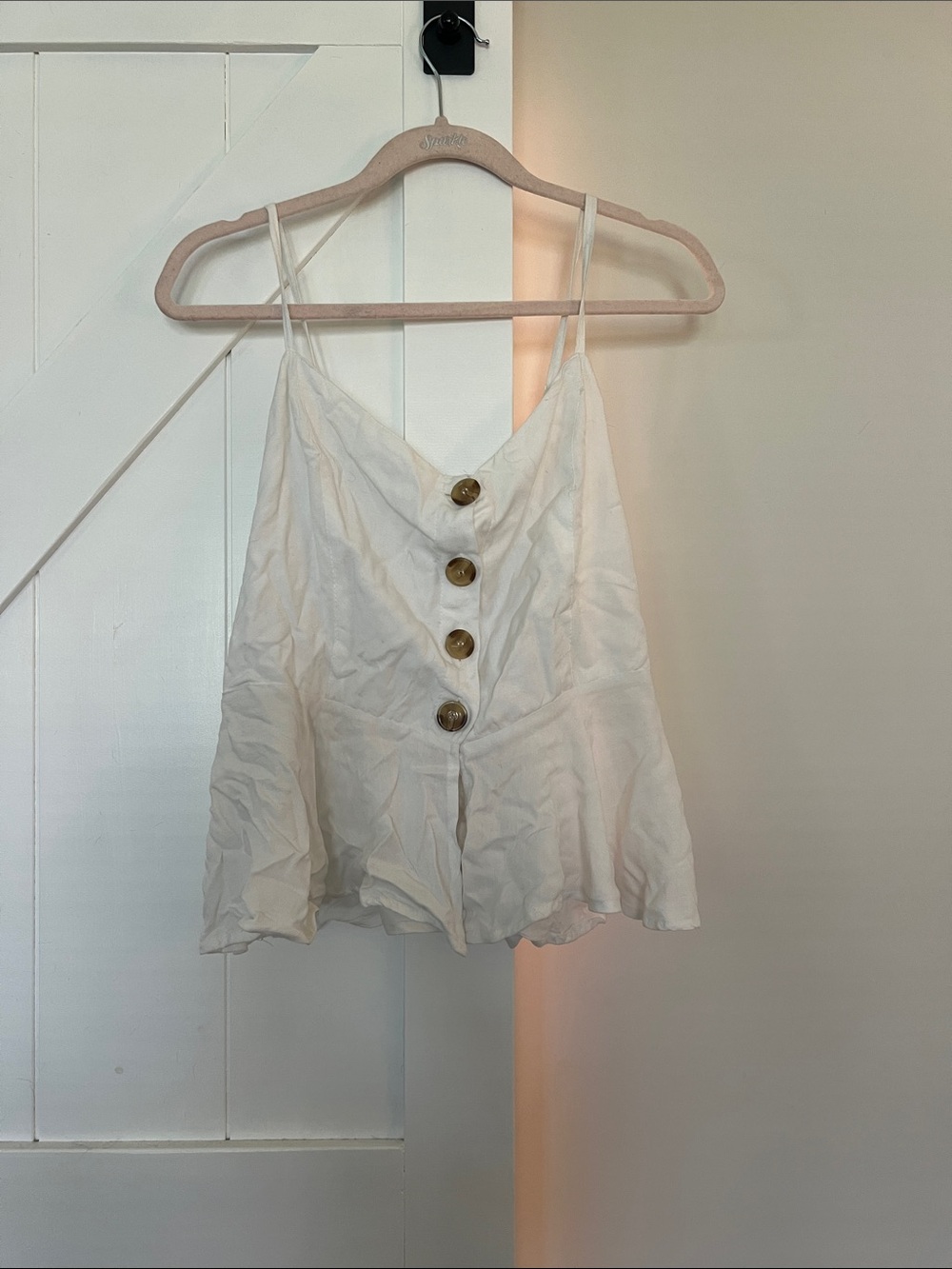 Style Envy White Button-Front Spaghetti Strap Camisole